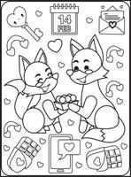 dibujos para colorear del dia de san valentin para niños vector