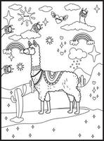 Llama Coloring Pages for Kids vector