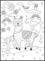 Llama Coloring Pages for Kids vector