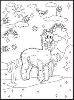 Llama Coloring Pages for Kids vector