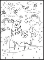 Llama Coloring Pages for Kids vector