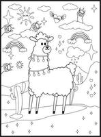 Llama Coloring Pages for Kids vector