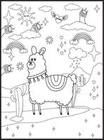 Llama Coloring Pages for Kids vector
