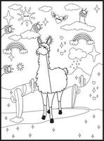 Llama Coloring Pages for Kids vector