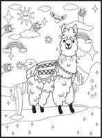 Llama Coloring Pages for Kids vector