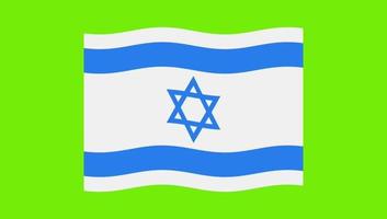 israel flag waving on green screen background video