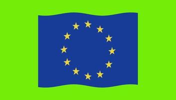 european union flag waving on green screen background video