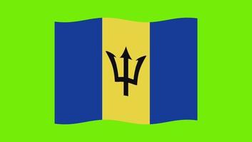 Barbados-Flagge weht auf grünem Hintergrund video