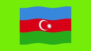 ilustração da bandeira acenando em um pólo do país azerbaijão com chroma key de tela verde video