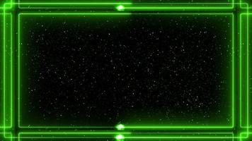 quadro de néon brilhante abstrato em verde. o movimento da linha de néon luminoso ao longo de um caminho. show de laser em fundo preto. em loop video