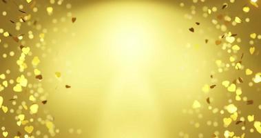coeur doré de particules et le mouvement de l'arrière-plan de la boucle naturelle de la lumière du soleil bokeh comme titres de logo dans les arrière-plans de récompense, de musique, de mariage, d'anniversaire, de fête et de présentation et d'entreprise dans un usage occasionnel. video