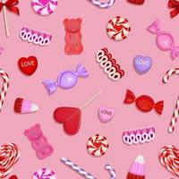 valentine's day seamless pattern with candies and lollipops. valentine pattern with sweets vector