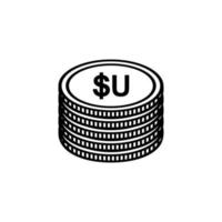 símbolo de moneda de uruguay, icono de peso uruguayo, signo de uyu. ilustración vectorial vector