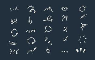 Doodle Swash Black hand-drawn cartoon line stroke. Movement drawing effect, curve express directional arrows vector