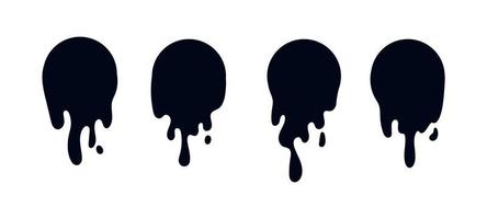 Melte drip circle sticker. Abstract set of cream splash, chocolate or milk drop. Current liquid inks. vector