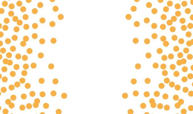 Yellow confetti background, polka dot vector illustration.Random spots hand-drawn.