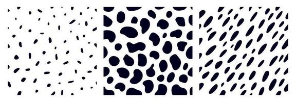 Set of animal pattern for textile design. Seamless pattern of dalmatian or cow spots. Natural textures.