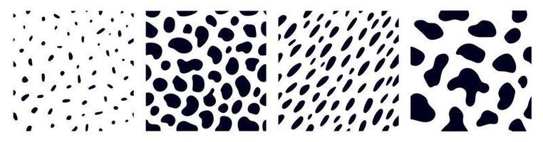 Set of animal pattern for textile design. Seamless pattern of dalmatian or cow spots. Natural textures. vector