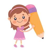 little schoolgirl with pencil vector
