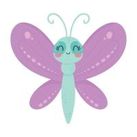 cute purple dragonfly animal vector