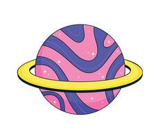 saturn planet psychedelic style vector