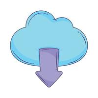 cloud computing with download arrow vector