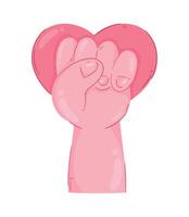 hand fist and heart vector