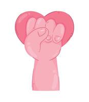 hand fist and heart vector