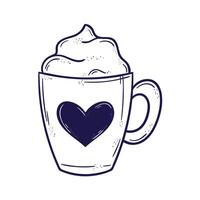 café en taza con corazón vector