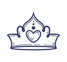 crown with heart sketch vector