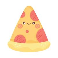 pizza comida italiana kawaii vector