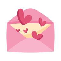 hearts love in envelope vector