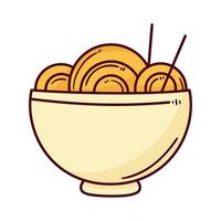 spaguettis in bowl food vector