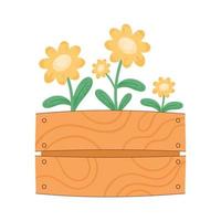 flowers in wooden basket vector