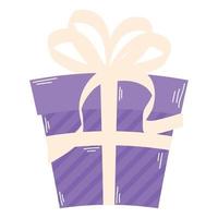 caja de regalo púrpura presente vector