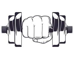 fist with dumbbell gym vector