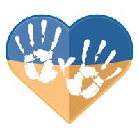 ukraine heart with hands print vector