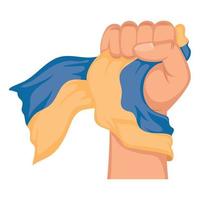 puño de la mano con la bandera de ucrania vector