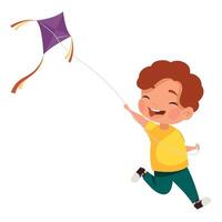 little boy playing with kite vector