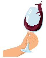 hand with wine cup splashing vector