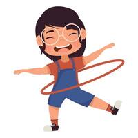 little girl playing with hula hula vector