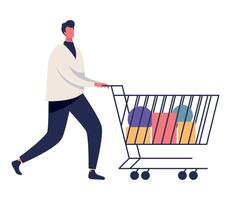 man with shopping cart vector