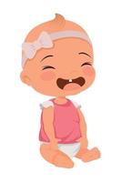 little baby girl seated vector