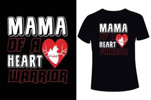 mamá de un guerrero del corazón, plantilla de diseño de camiseta de conciencia de enfermedad cardíaca vector