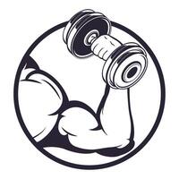 strong arm lifting dumbbell vector