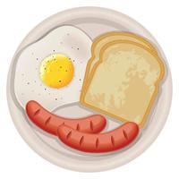 egg fried and sausage vector