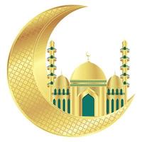 muslim mosque in crescent moon vector