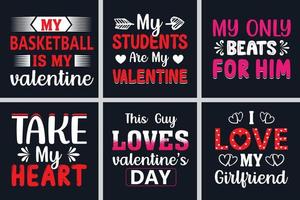 Happy Valentine's day typography t-shirt Design Bundle vector