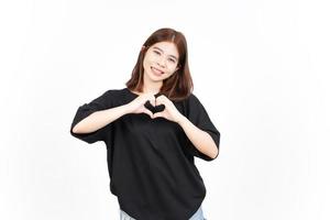 Showing Love Heart Sign Of Beautiful Asian Woman Isolated On White Background photo