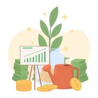 Successful business investment flat concept vector illustration. Long term gains. Editable 2D cartoon elements on white for web design. Company growth creative idea for website, mobile, presentation